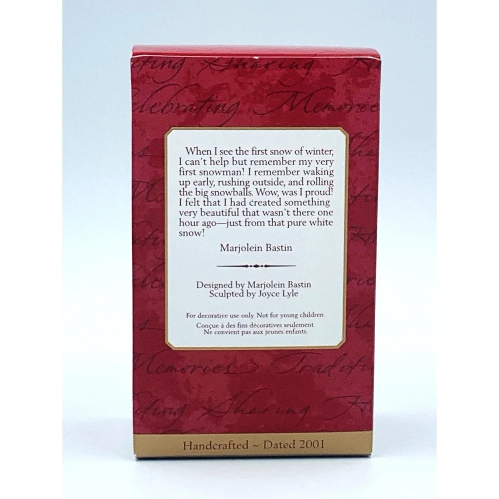 2001 My First Snowman Hallmark Ornament Nature's Sketchbook By M.‎ Bastin MIB